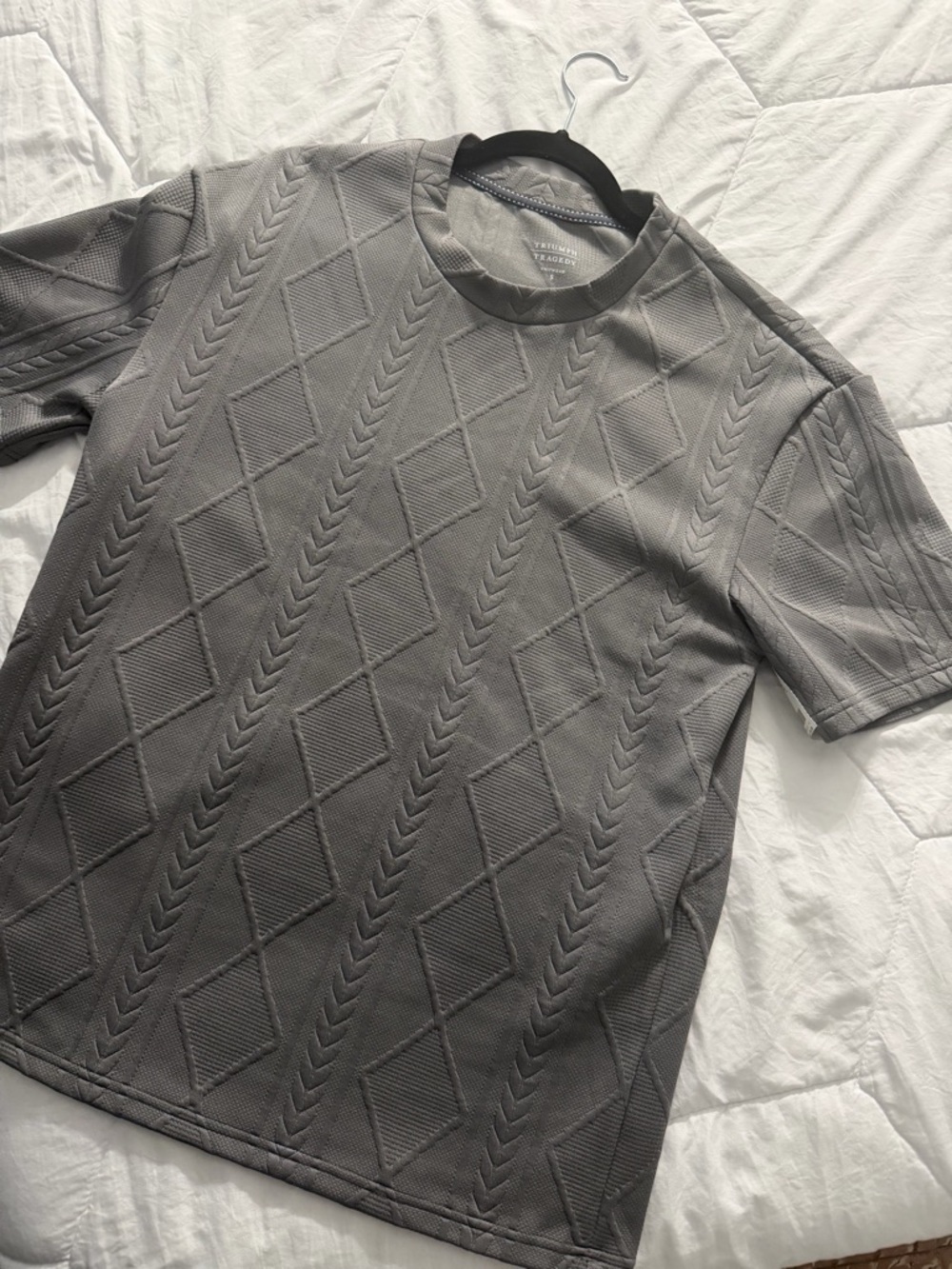 Triumph Diamond Pattern Gray Short Sleeve Tee